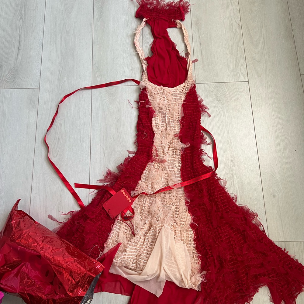 COUCOO | KHAO DRESS - PALE PINK AND RED RED